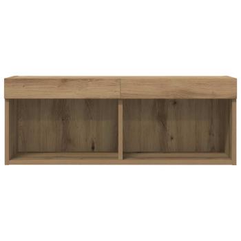 TV-Wandregal mit LED-Lichtern Artisan Eiche 80x30x30 cm