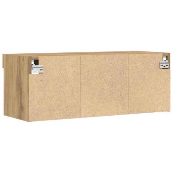 TV-Wandregal mit LED-Lichtern Artisan Eiche 80x30x30 cm