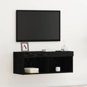 ARDEBO.de - TV-Wandschrank mit LED-Lichtern Schwarz Eiche 80x30x30 cm