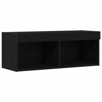 TV-Wandschrank mit LED-Lichtern Schwarz Eiche 80x30x30 cm