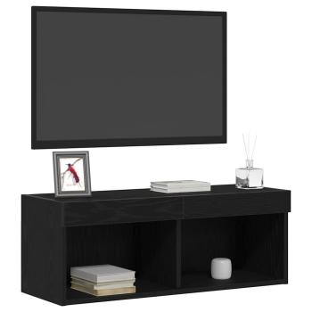 TV-Wandschränke mit LED-Lichtern 2 Stück Schwarz Eiche 80x30x30 cm