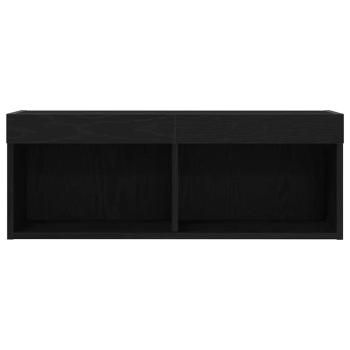 TV-Wandschränke mit LED-Lichtern 2 Stück Schwarz Eiche 80x30x30 cm
