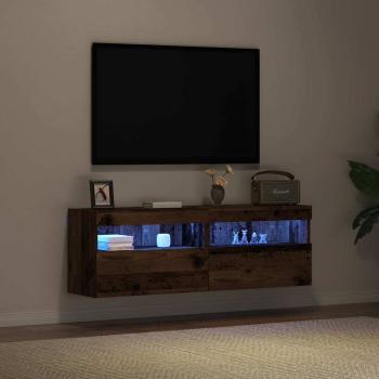 TV-Wandschränke mit LED-Lichtern 2 Stück Altes Holz 60x30x40 cm