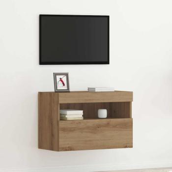 ARDEBO.de - TV-Wandregal mit LED-Lichtern Artisan Eiche 60x30x40 cm