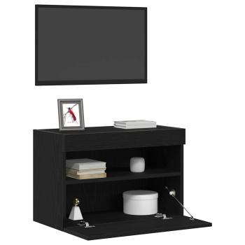 TV-Wandanlagen mit LED-Leuchten 2 Stück Schwarz Eiche 60x30x40 cm