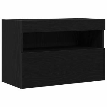 TV-Wandanlagen mit LED-Leuchten 2 Stück Schwarz Eiche 60x30x40 cm