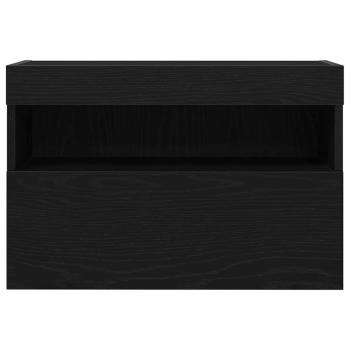 TV-Wandanlagen mit LED-Leuchten 2 Stück Schwarz Eiche 60x30x40 cm