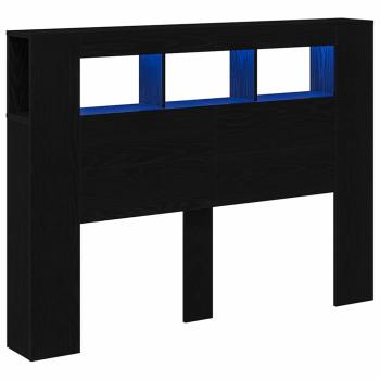 LED Kopfteil Schwarz Eiche 140x18,5x40 cm Holzwerkstoff