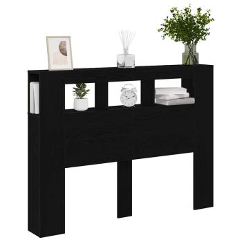 LED Kopfteil Schwarz Eiche 140x18,5x40 cm Holzwerkstoff
