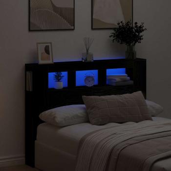 LED Kopfteil Schwarz Eiche 140x18,5x40 cm Holzwerkstoff