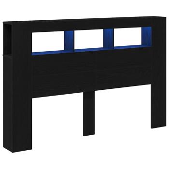 LED Kopfteil Schwarz Eiche 160x18,5x45 cm Holzwerkstoff