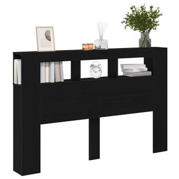 LED Kopfteil Schwarz Eiche 160x18,5x45 cm Holzwerkstoff