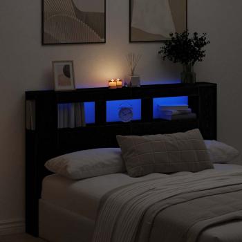 LED Kopfteil Schwarz Eiche 160x18,5x45 cm Holzwerkstoff