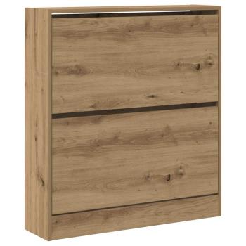 Schuhschrank mit Klappschublade, geräucherte Eiche 80x21x87,5 cm