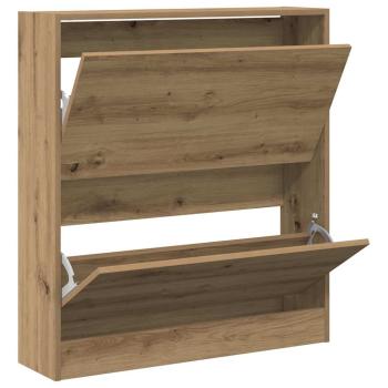 Schuhschrank mit Klappschublade, geräucherte Eiche 80x21x87,5 cm