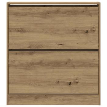 Schuhschrank mit Klappschublade, geräucherte Eiche 80x21x87,5 cm