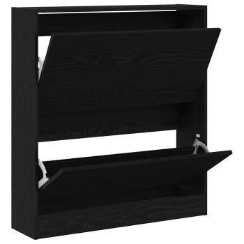 Schuhschrank mit Klappschublade Schwarz Eiche 80x21x87,5 cm