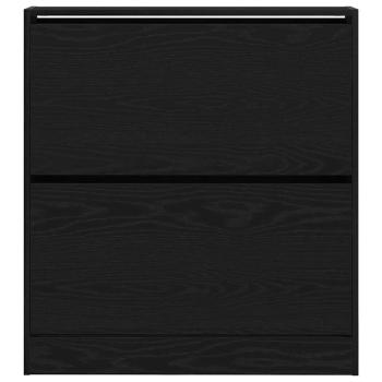 Schuhschrank mit Klappschublade Schwarz Eiche 80x21x87,5 cm