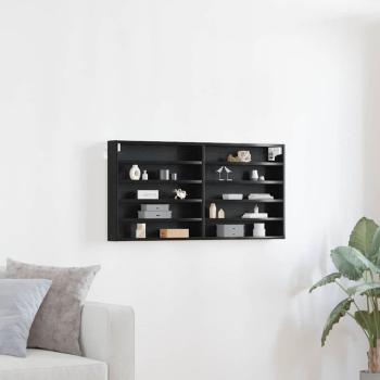 ARDEBO.de - Wandmontierter Vitrinenschrank Schwarzer Eichenholzwerkstoff