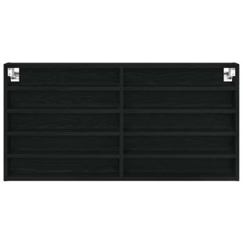 Wandmontierter Vitrinenschrank Schwarzer Eichenholzwerkstoff