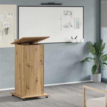 ARDEBO.de - Rednerpult mit Rädern Artisan Eiche Leimholz