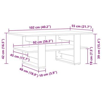 Couchtisch Schwarzer Eichenholz 102x55x42 cm Holzwerkstoff