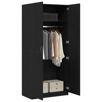 Kleiderschrank Schwarz Eiche 90x52x200 cm Holzwerkstoff