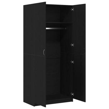 Kleiderschrank Schwarz Eiche 90x52x200 cm Holzwerkstoff