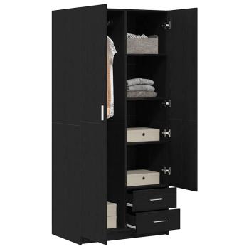 Kleiderschrank Schwarz Eiche 80x52x180 cm Ingenieurholz