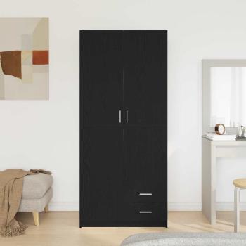 Kleiderschrank Schwarz Eiche 80x52x180 cm Ingenieurholz