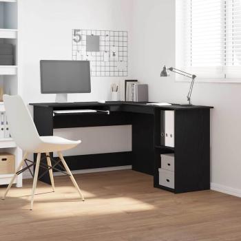 ARDEBO.de - Schreibtisch Schwarz Eiche 120x140x75 cm aus Holz