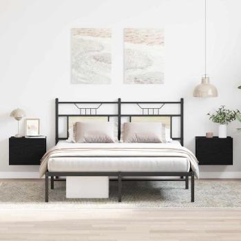 Nachttische 2er Set Schwarz Eiche 40x30x30 cm Holzwerkstoff