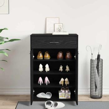 Schuhschrank Schwarz Eiche 60x35x84 cm