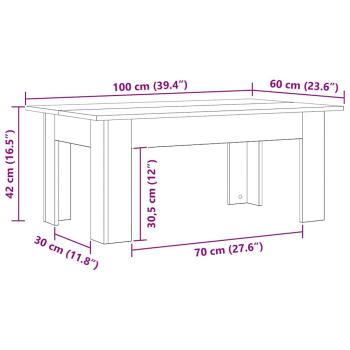 Couchtisch Schwarz Eiche 100x60x42 cm aus Holzwerkstoff