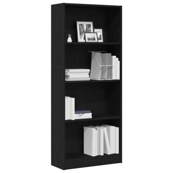 Schwarze Eichen-Bücherregal - 60 x 24 x 143 cm - Hergestellt aus Holzwerkstoff