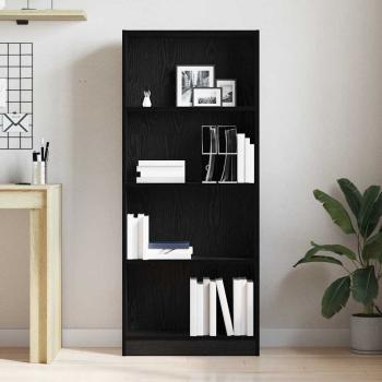 Schwarze Eichen-Bücherregal - 60 x 24 x 143 cm - Hergestellt aus Holzwerkstoff