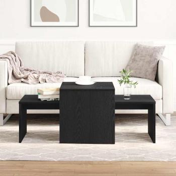 ARDEBO.de - Beistelltischset aus schwarzem Eichenholz, 100x48x40 cm, Mehrschichtholz