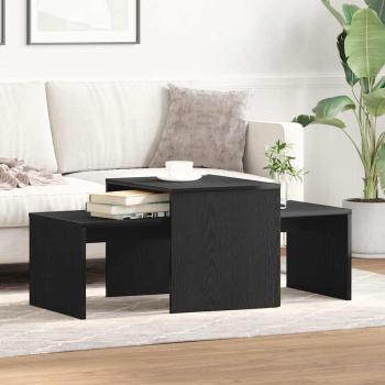 Beistelltischset aus schwarzem Eichenholz, 100x48x40 cm, Mehrschichtholz