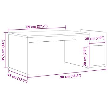 Couchtisch Schwarz Eiche 90x45x35 cm Holzwerkstoff