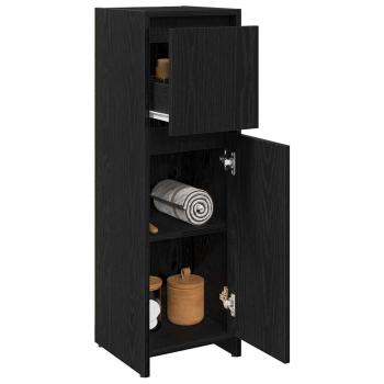 Badezimmerschrank Schwarz Eiche 30x30x95 cm Holzwerkstoff