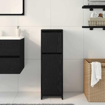 Badezimmerschrank Schwarz Eiche 30x30x95 cm Holzwerkstoff