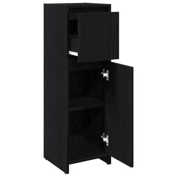 Badezimmerschrank Schwarz Eiche 30x30x95 cm Holzwerkstoff