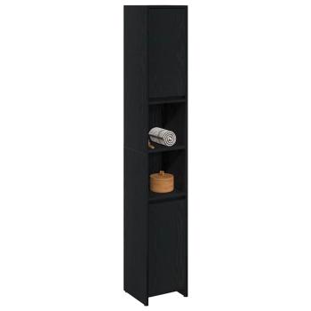 Badezimmer Schrank Schwarz Eiche 30x30x183,5 cm Holzwerkstoff