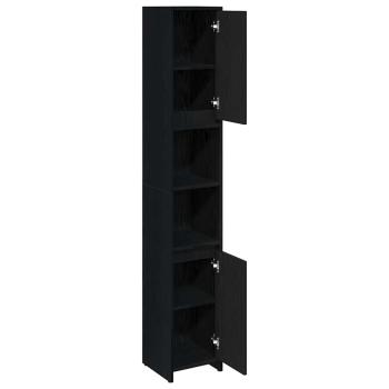 Badezimmer Schrank Schwarz Eiche 30x30x183,5 cm Holzwerkstoff