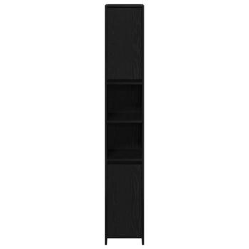 Badezimmer Schrank Schwarz Eiche 30x30x183,5 cm Holzwerkstoff