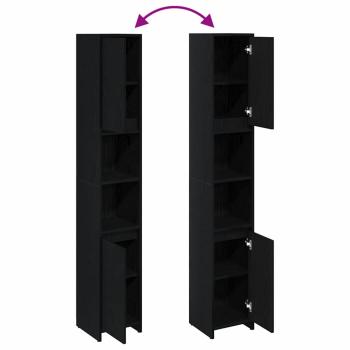 Badezimmer Schrank Schwarz Eiche 30x30x183,5 cm Holzwerkstoff