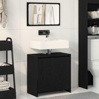 ARDEBO.de - Badschrank mit Spiegel in Schwarz und Eiche 60x33x61 cm, aus Holzwerkstoff