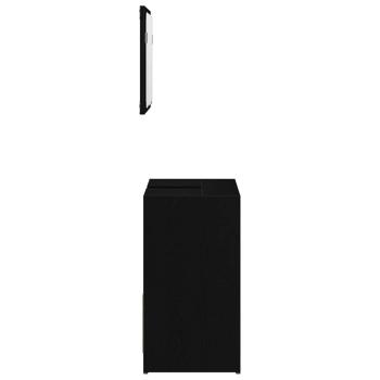 Badschrank mit Spiegel in Schwarz und Eiche 60x33x61 cm, aus Holzwerkstoff