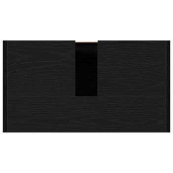 Badschrank mit Spiegel in Schwarz und Eiche 60x33x61 cm, aus Holzwerkstoff