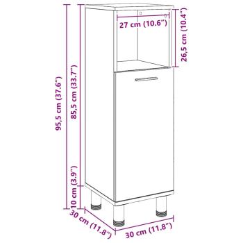 Badezimmerschrank Schwarz Eiche 30x30x95 cm Holzwerkstoff